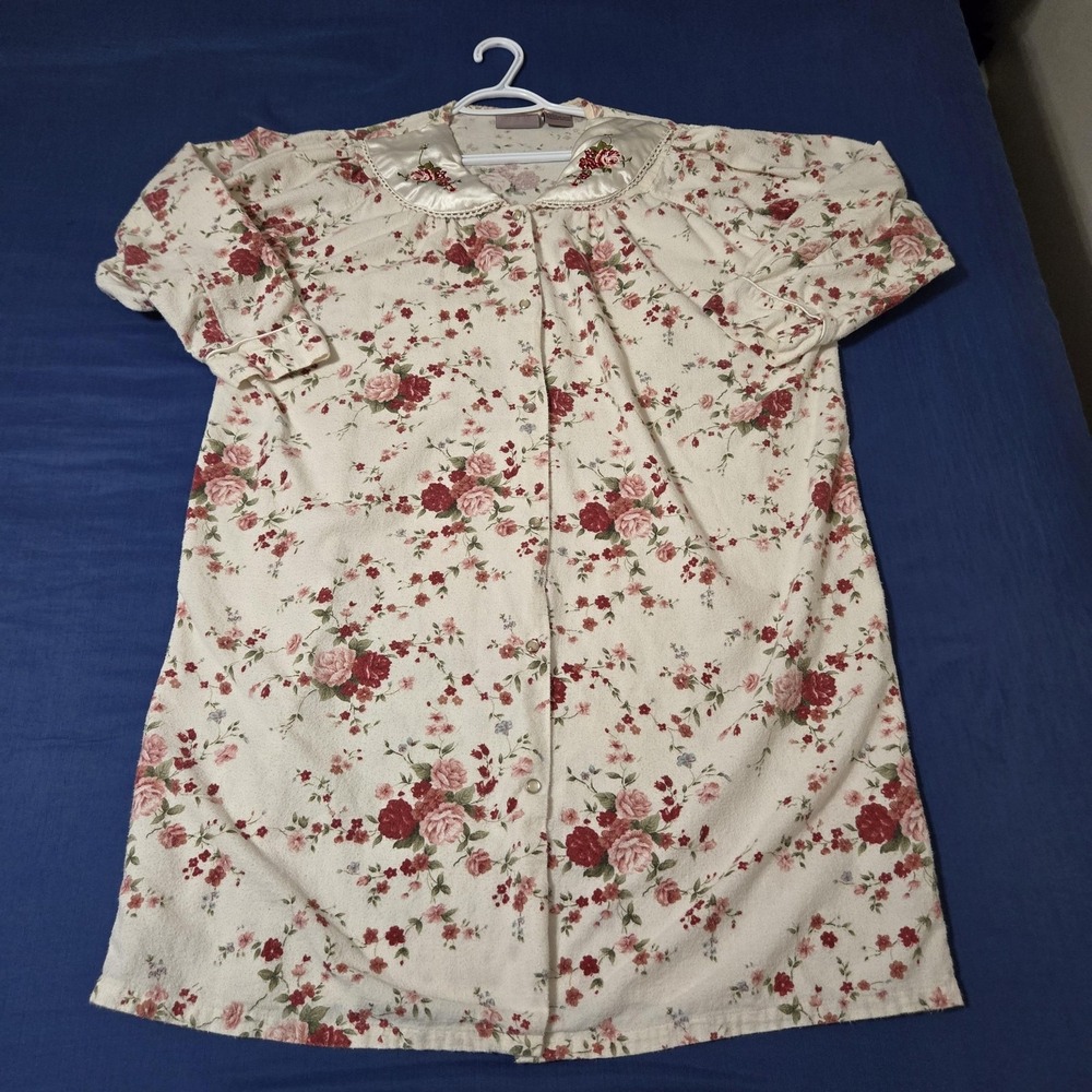 Premier International Nightgown Womens L 100% Cotton Vintage Floral Flannel